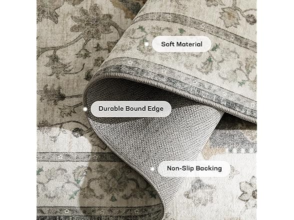 Marsail 3'x5' Machine Washable Area Rug