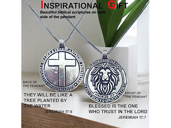 GUAAFA Bible Verse & Lion Pendant Necklaces