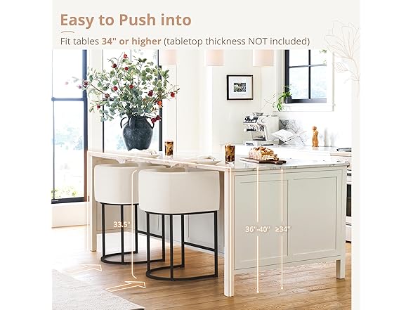 2 Beige Counter Height Bar Stools