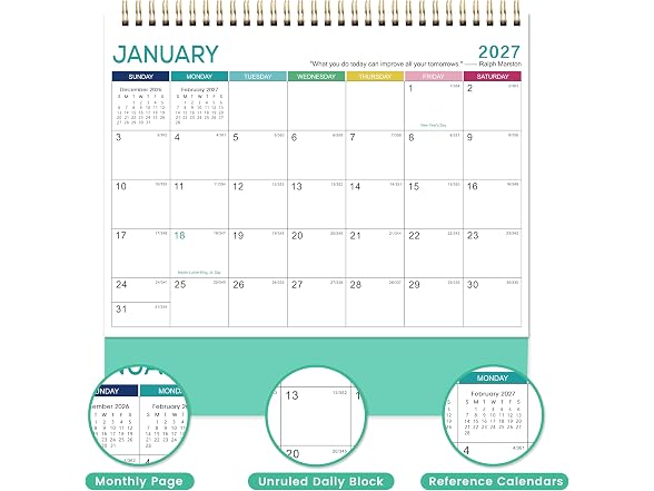 Lemome Home 2026-2027 Desk Calendar