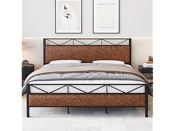 IDEALHOUSE PU Leather King Bed Frame