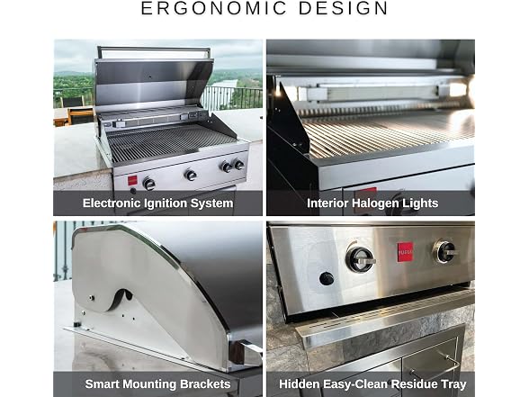 Fuego F36S-Pro-B Built-in All 304SS Gas Grill w/Lights & Rear Burner