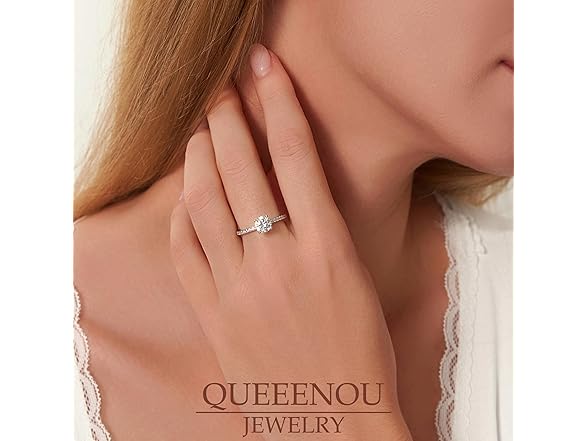 QUEENOU Moissanite Engagement Rings Size 6