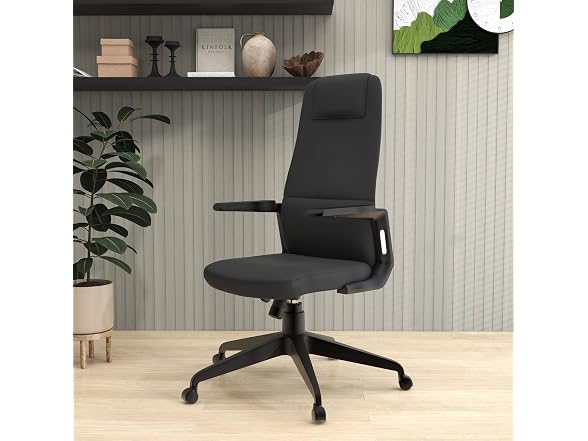 LeisureMod Leather Ergonomic High-Back Office Chair