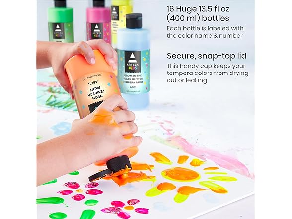 ARTEZA Kids Tempera Paint Set, 13.5 oz