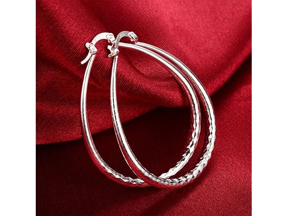 Sterling Silver Textured Round Hoops