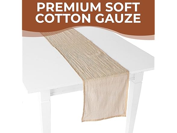Tan Gauze Table Runners, 3 Piece