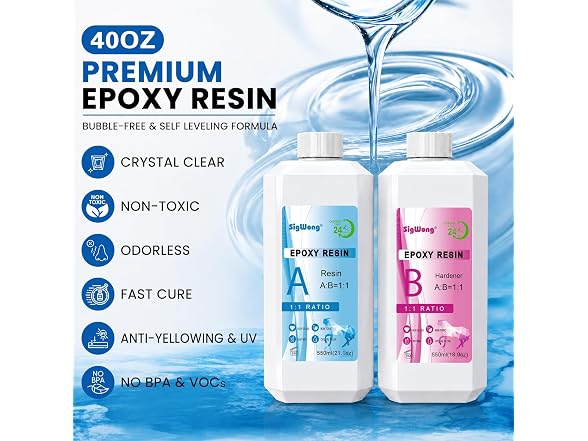 SigWong Epoxy Resin 40OZ Clear Kit