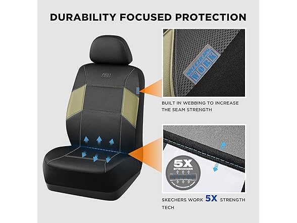 Skechers Work Car Seat Covers, Leather Black