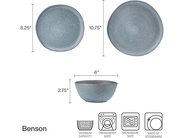 Mikasa Benson 12 Piece Stoneware Dinnerware Set Blue