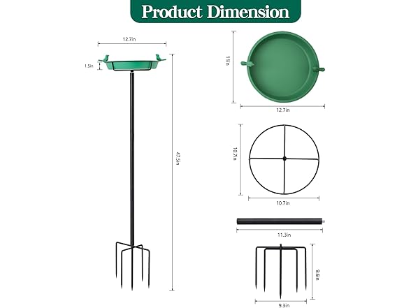 AROPAD 47.5 inches Metal Bird Baths
