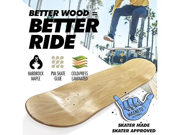 Magneto Wood Skateboard 27.5inx7.75in Youth