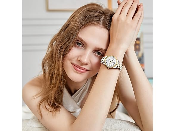 OLEVS Women’s Day Date Steel Watch- Silver