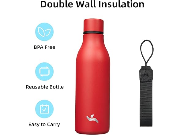 Konokyo 18oz Insulated Water Bottle with Strap