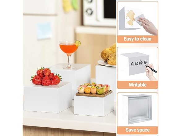 8Pcs Acrylic Display Risers Hollow Cube Food Stands