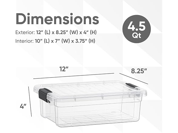 Superio Clear Small Storage Boxes with Lids, 2.3 Quart 36 Pack