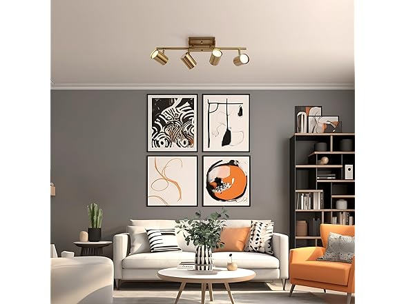4-Light Track Lighting Kit, Gold Ceiling Light