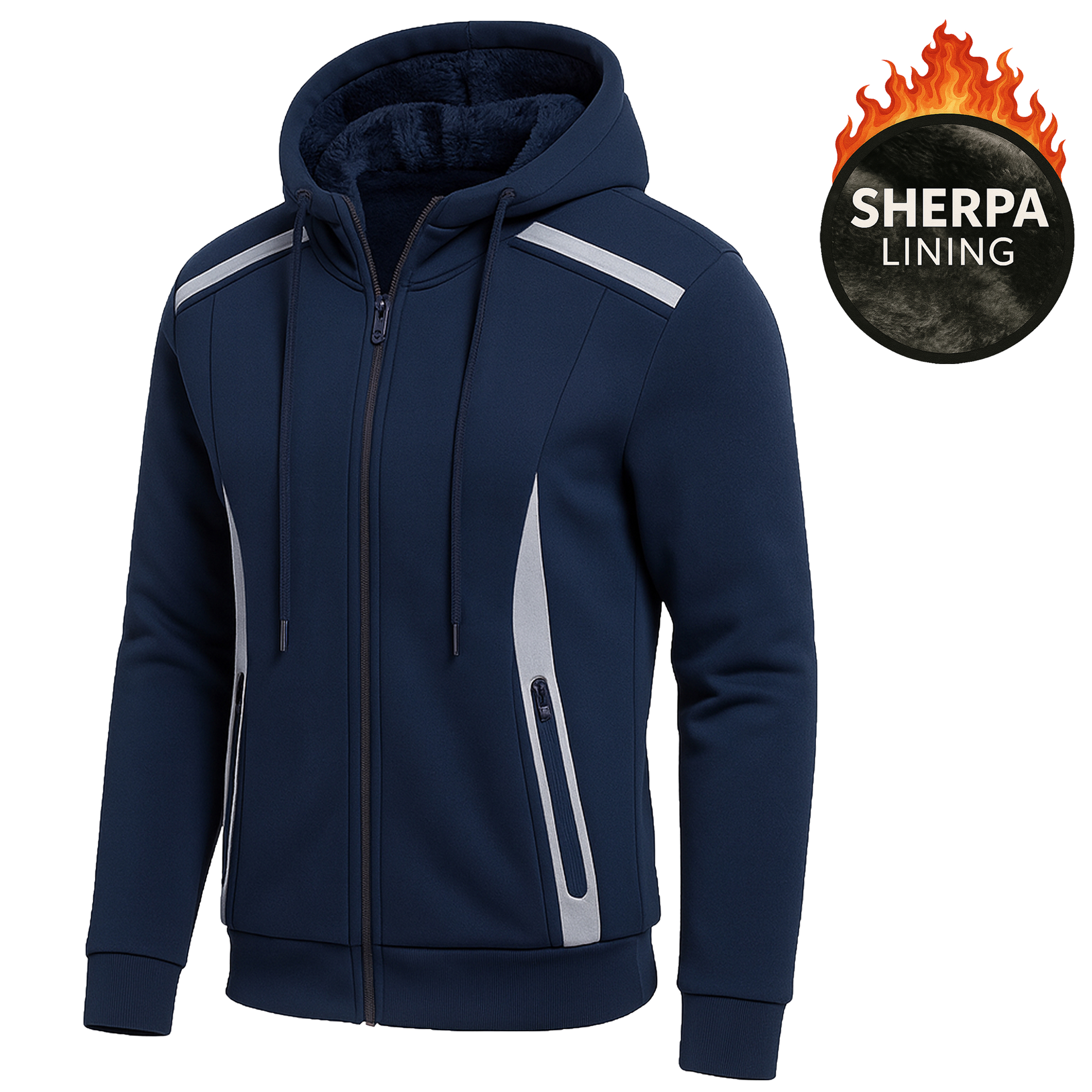 Men's Sherpa Reflective Tech Zip Hoodies - Gallery 26