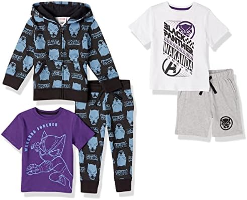 Amazon Essentials Disney | Marvel | Star Wars Toddler Boys' Outfit Sets (Previously Spotted Zebra), Pack of 5, Marvel Black Panther, 3T
