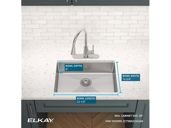 Elkay Crosstown SS 25x22 Single Sink