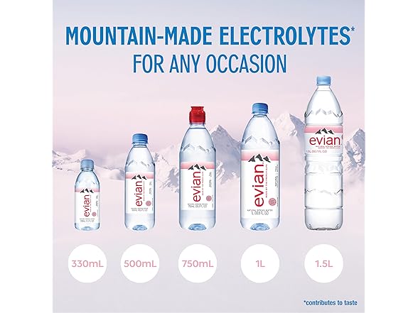 Evian Natural Spring Water, 1.5 L bottle (Pack of 12)
