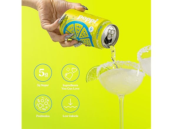 Poppi Sparkling Prebiotic Soda Beverage, Ginger Lime
