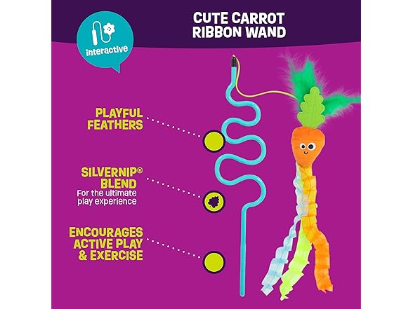 Catnip + Silvervine Carrot Wand Teaser