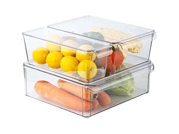 SIMPLEMADE Clear Refrigerator Organizer Bins - Pack of 3