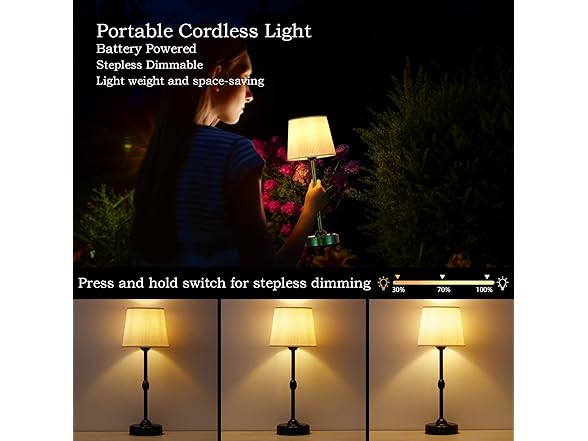 RORIA Set of 2 LED Cordless Table Lamps