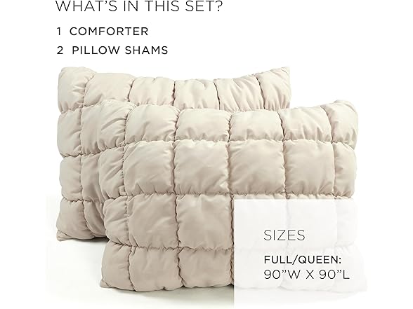 Lush Decor Puff Quilted Comforter Set, 3 Piece Set, Full/Queen