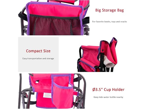 SUNNYFEEL Pink Kids Folding Camping Chair