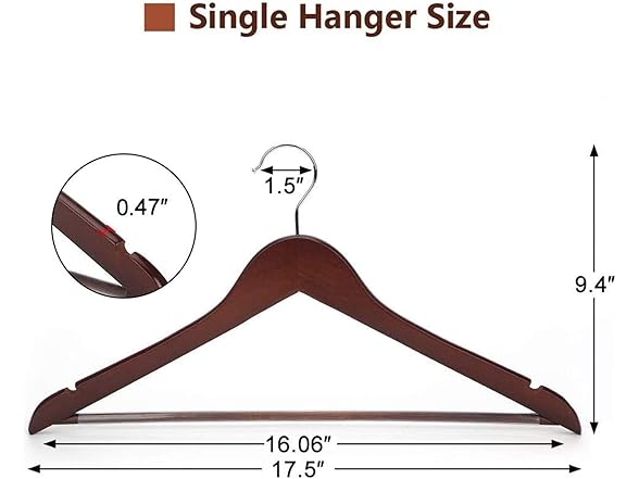 Sukkiri Homu Wooden Hangers 20 Pack Walnut 