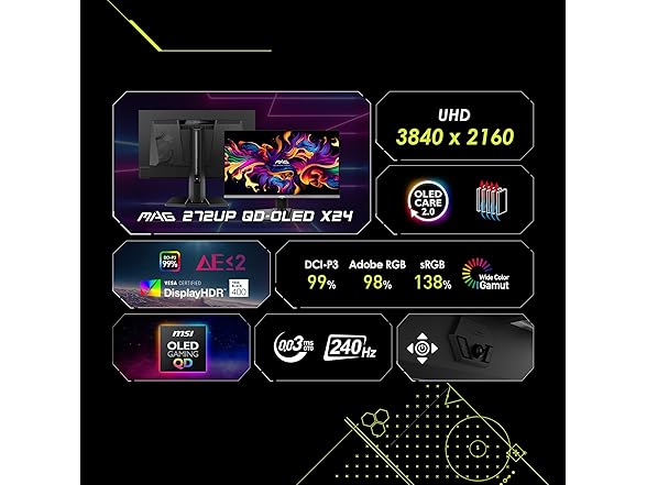 MSI 27" UHD Monitor | MAG 272UP QD-OLED X24