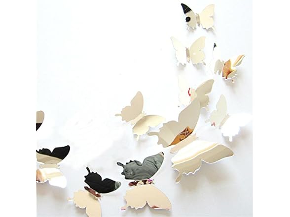 AKOAK 24 Pcs 3D Mirror Effect Butterfly