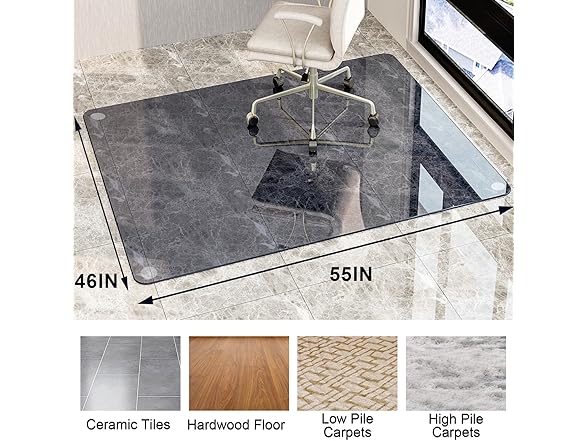 46"x 55" Tempered Glass Chair Mat