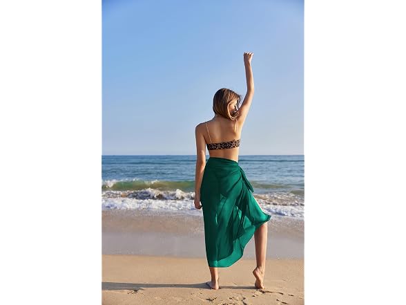 Ekouaer Women (OS) Sarong Bikini Dark Green