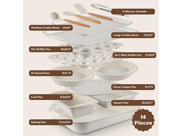 Nonstick Stackable Bakeware Set, 14 Pcs