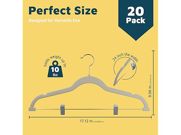 Lifemaster Velvet Skirt Hangers – Pack of 20, Ivory