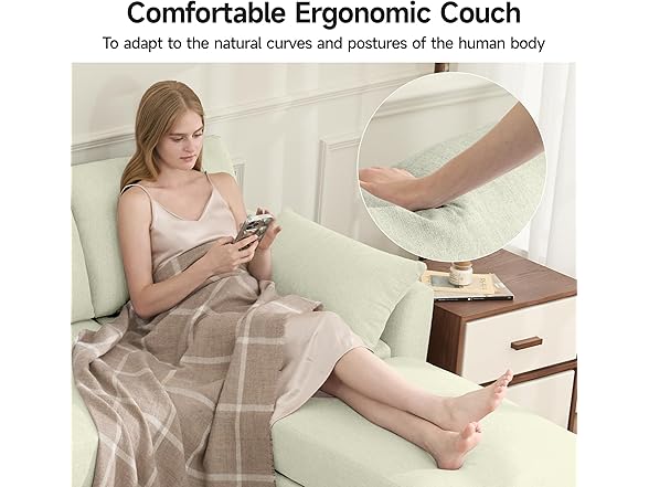 Winlice Convertible Ottoman Sectional Sofa Couch, Linen Fabr (Open Box)