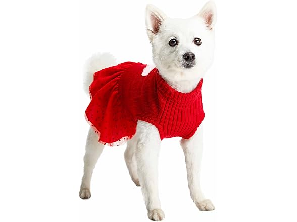 Blueberry Pet Heart Dog Sweater Dress