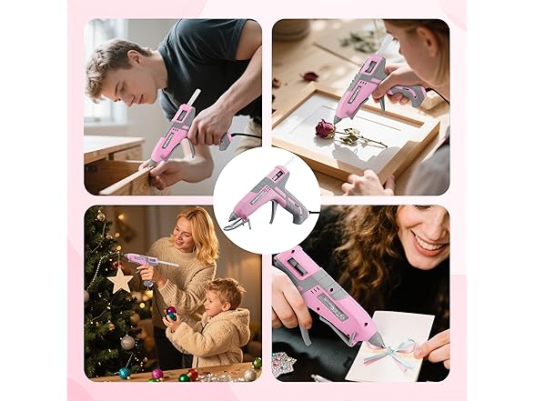 WORKPRO Hot Glue Gun Full Size - 100W Pink