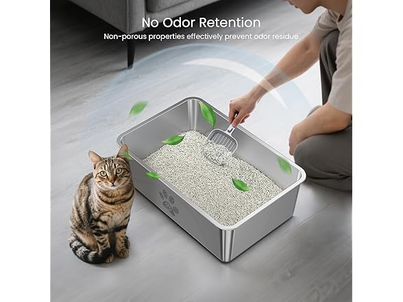 PWTAA Stainless Steel Cat Litter Box