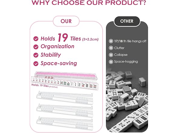 Mahjong Racks with Pushers Set of 4 Clear Acrylic 