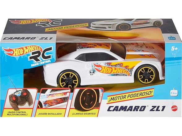 Hot Wheels Toy Car RC, White ZL1 Camaro