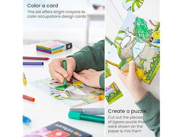 Arteza Kids Dinosaur Coloring Puzzle Kit