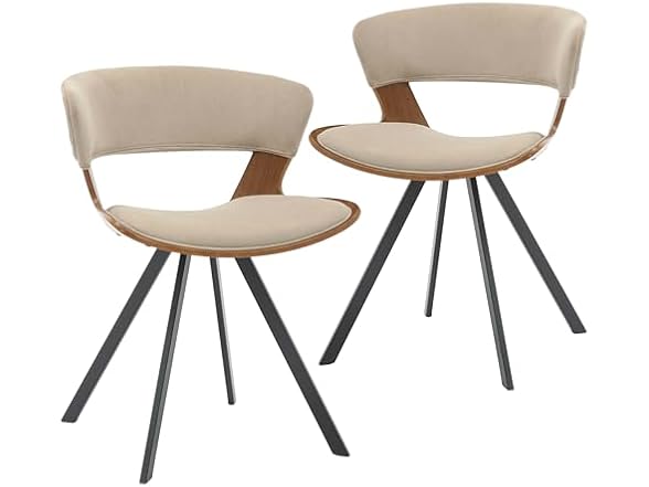 Walnut/Light Brown Velvet, Set of 2