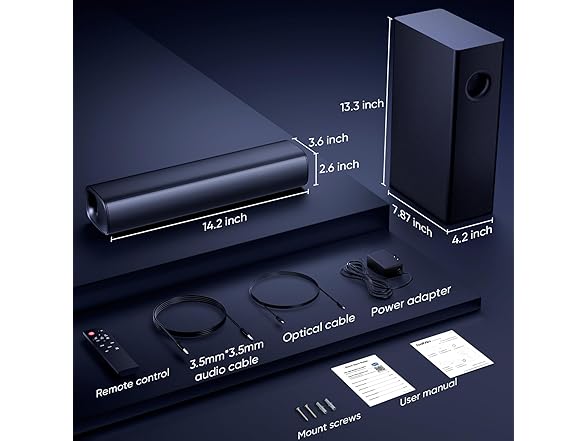 Saiyin Soundbar with 4'' Subwoofers