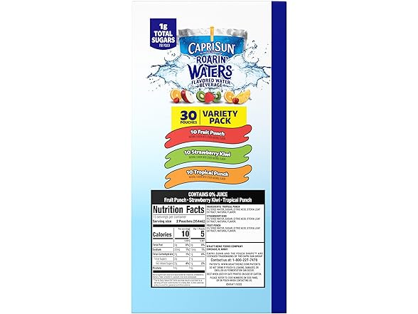 Capri Sun Roarin' Waters Flavored, 6 oz., 30 Pouches