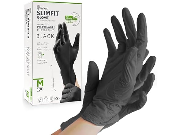 SLIMFIT GLOVE Disposable Black (Medium)