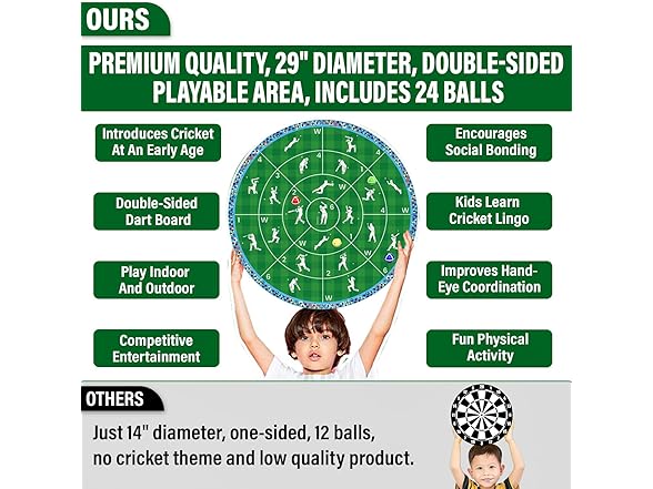 CRICBABY Cricket Dart Game, Double Sided